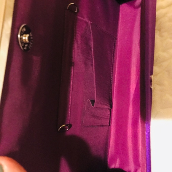 Purple Satin Clutch with Gold Metal Edging NWOT Item #1836 - Picture 7 of 8